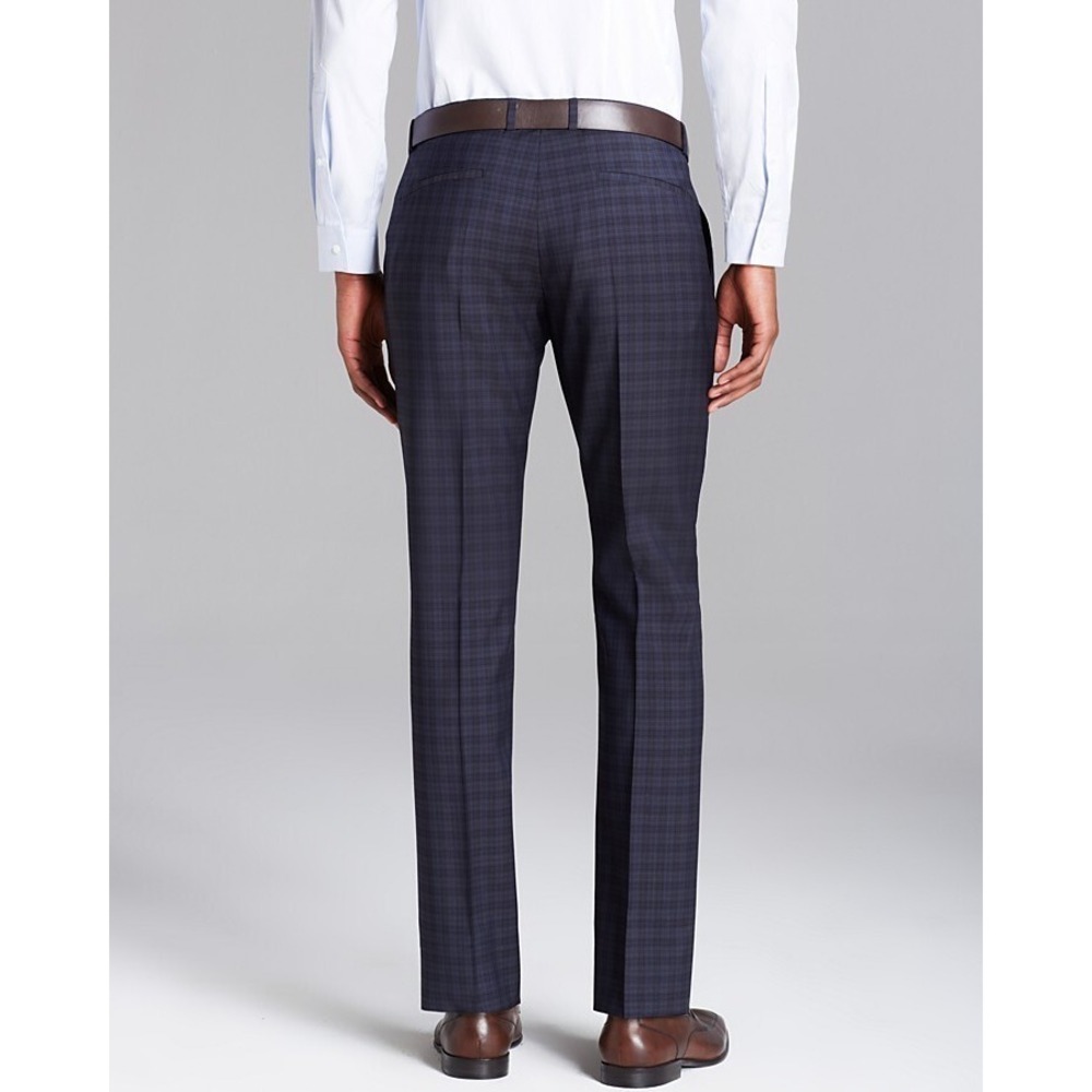 Hugo Boss Himmer Pants Men's 34 Plaid Checked Flat Front Dress Slacks
